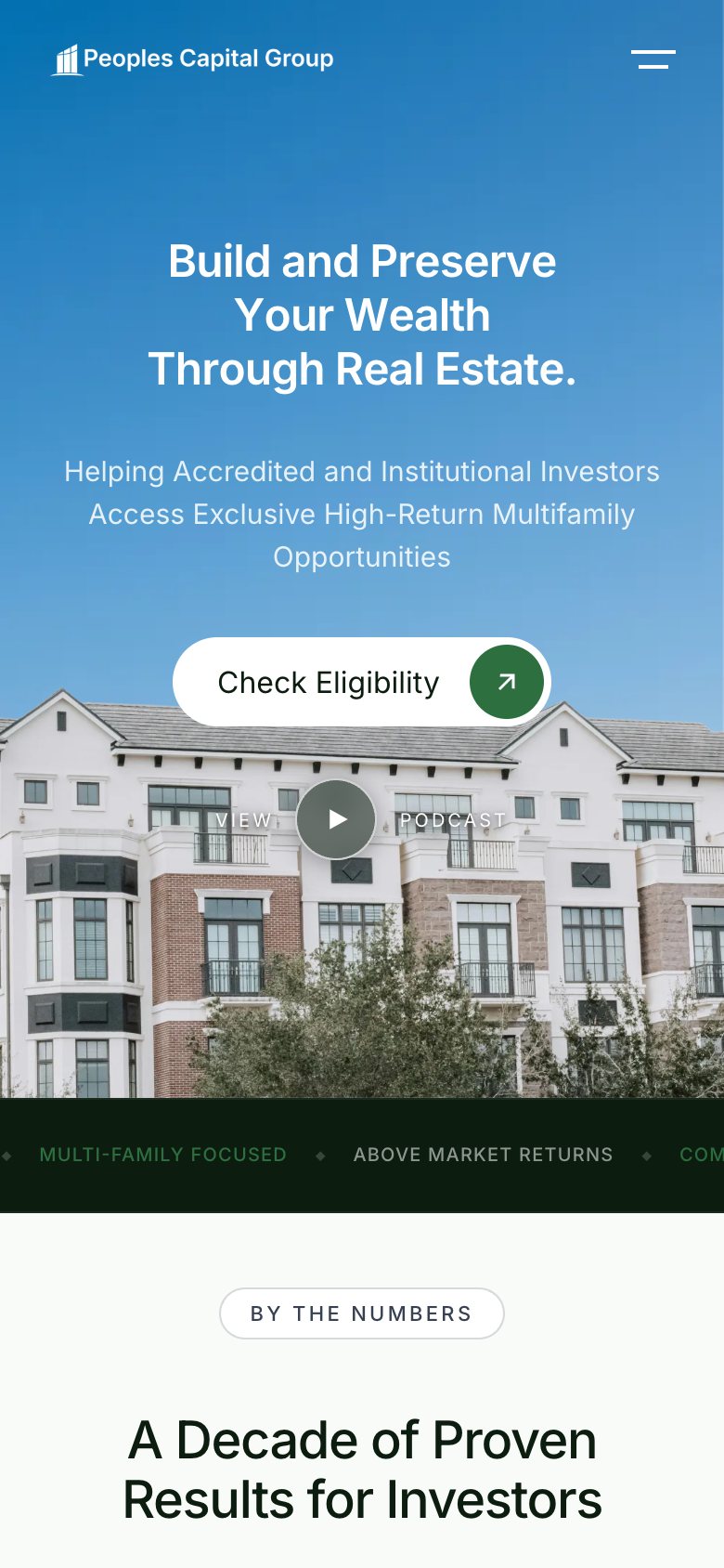 Peoples Capital Group home page on a phone